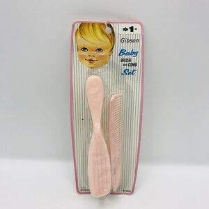 Vintage Baby Brush and Comb Set NOS Pink Gibson-Thomsen Co Inc